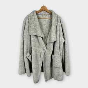 Soft Surroundings Womens One Size Sherpa Sweater Cardigan Gray 58707